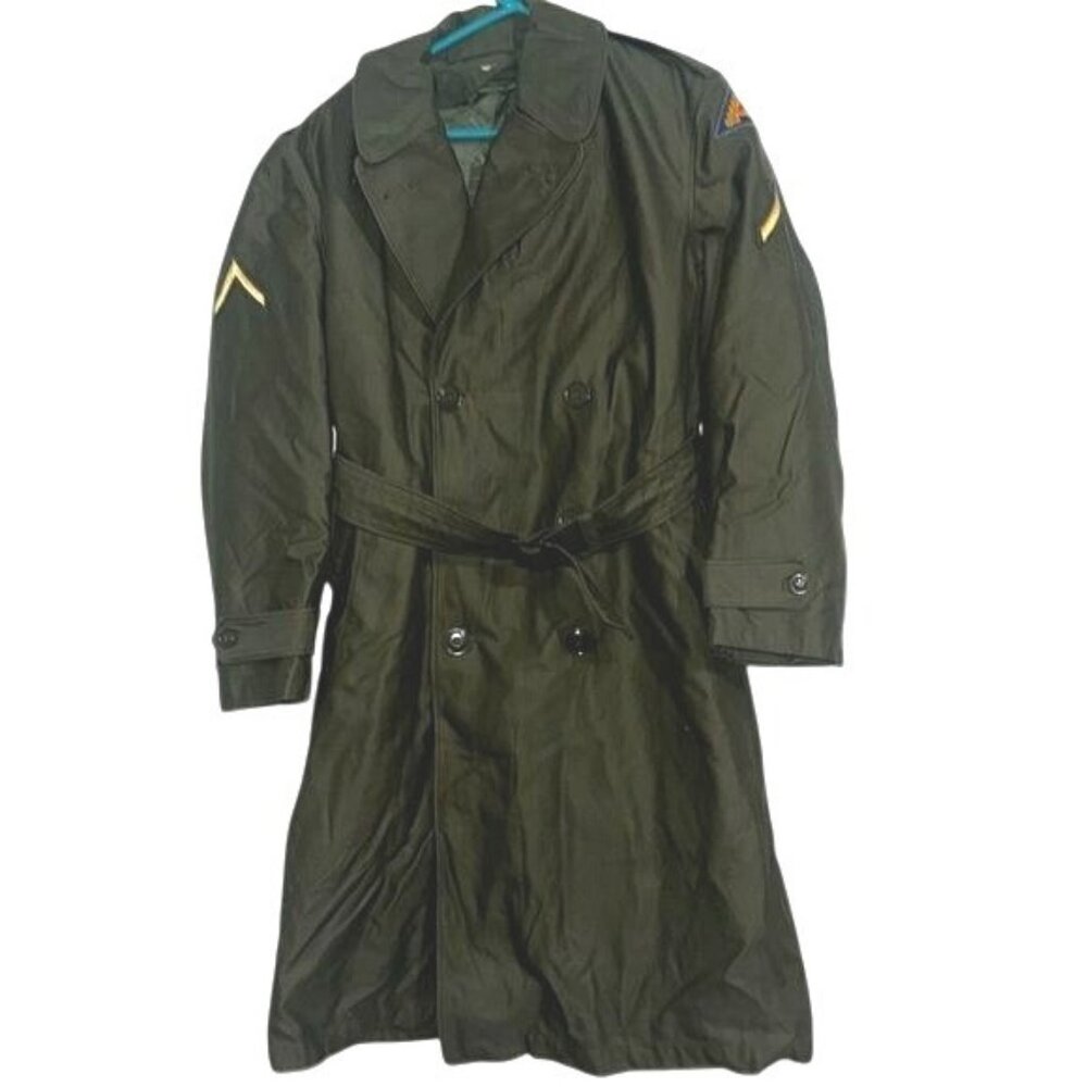 Vintage Military Overcoat Mans Cotton Sateen OG-107 With Removable Liner Size Sm